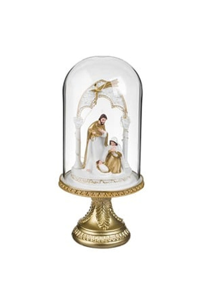 OEM Christmas Nativity Scene Glass Dome with Holy Family & LED Ø13x28cm