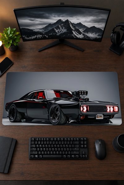 Dodge Charger 1970's 40x90 Gaming Oyuncu Mouse Pad Kaymaz Kauçuk Taban Büyük Boy Klavye Fare Altlığı Mousepad