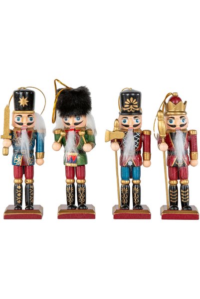 Herdekora Christmas Ornament Lead Soldier Nutcracker 4-Pack Claret Red-Gold 1...