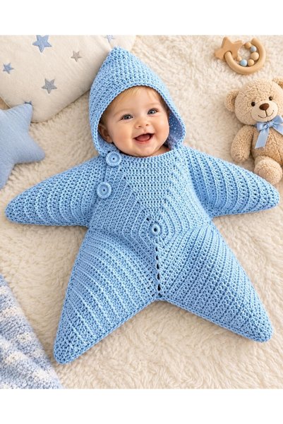 Genel Markalar EL ÖRGÜSÜ YILDIZLI BEBEK TULUM / KUNDAK