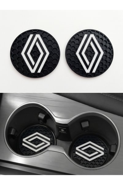 Renault Uyumlu Araba Bardaklık Altlığı 2'li Takım - Megane Captur Austral Symbol Uyumlu Bal Peteği Desenli Bardak Tutucu Mat Sert Plastik Model