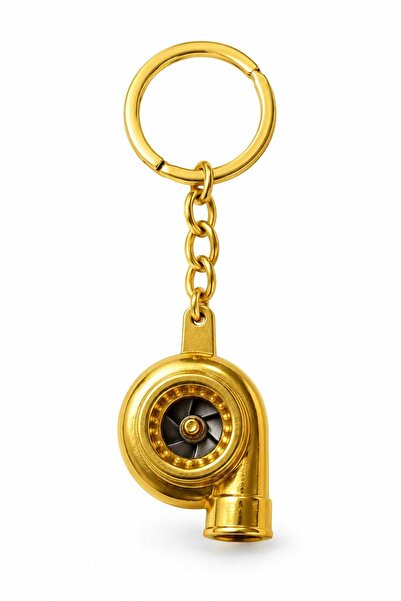 GMA KEYS Turbo Engine Keychain Auto Vehicle Accessory Gold Look Metal Keychai...
