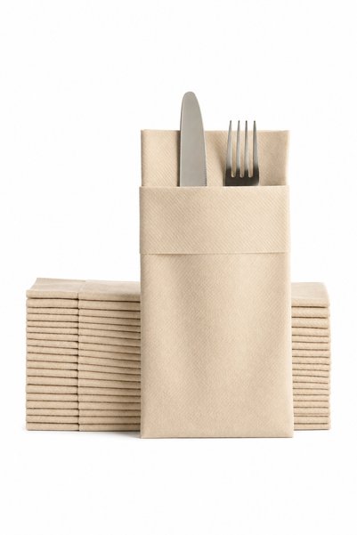 NapkinStore ( Kumbeji ) Premium Kumaş Dokulu Cepli Peçete 40*40 1/8 Katlama 12 Adet