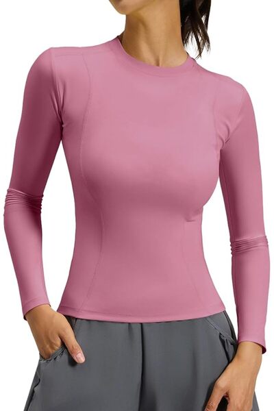 GENERAL SEAUR Long Sleeve Workout Tops for Women Slim Fit Round Neck Breathab...