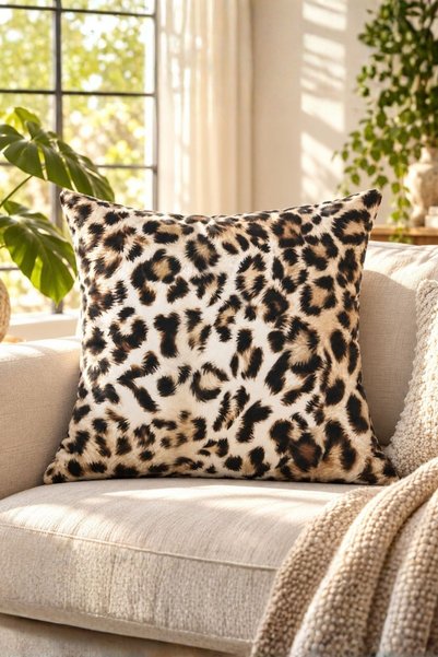 Elegancembroidery Leopard Print Decorative Throw Pillow Cover – Soft Textured...