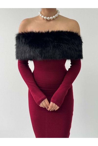 conconmoda Bestia Straplez Tüy Detaylı Elbise