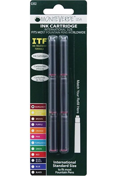 Monteverde خرطوشة حبر بحجم دولي تناسب أقلام الحبر، لون أحمر، 6 قطع في العبوة ...