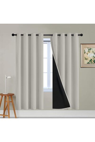 Yakamok Gray Full Shading Curtain Panels for Windows, 2 Thick Layers Thermal ...