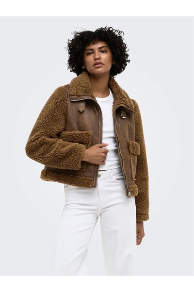 ONLY Women's Brown Onllee Bonded Jacket Otw Jacket