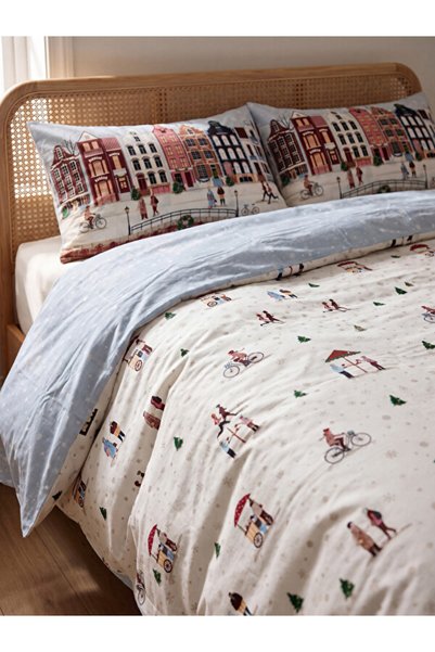 LC Waikiki Rmz Gi̇yi̇m Farkiyla Embroidered Double Cotton Duvet Cover Set