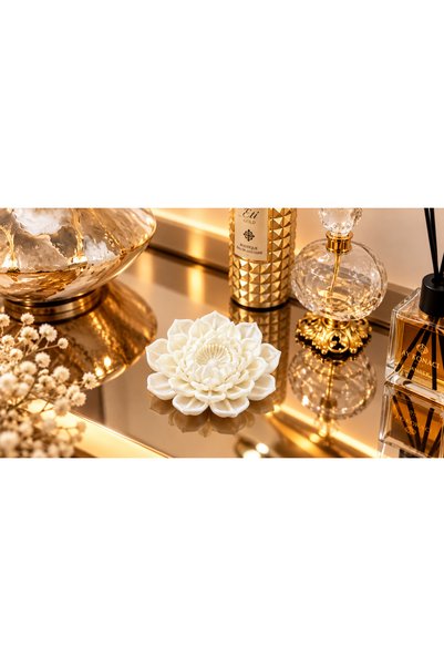 ASEL SILVER İnci Beyazı Lotus Çiçeği Dekoratif Obje | 3D Baskı Şık Ev Dekoras...