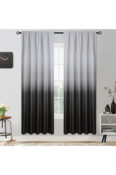 Yakamok Gray Full Shading Curtain Panels for Windows, 2 Thick Layers Thermal ...