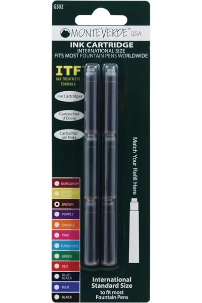 Monteverde خرطوشة حبر بحجم دولي تناسب أقلام الحبر، لون أحمر، 6 قطع في العبوة ...