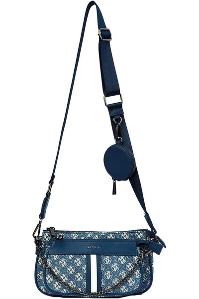 Amica Chips AMICA Giovanna Signature Monogramed Women’s Crossbody Blue Handba...