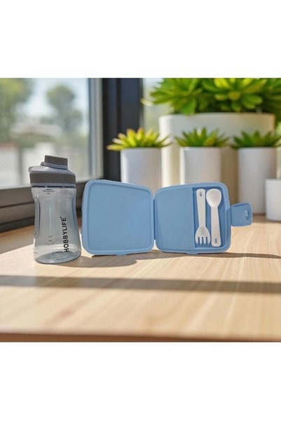 Hane216 Nutrition Set of 2 Illustrated Lunch Boxes and 530 ml Water Bottle Set, Leak-Proof, Bpa-Free