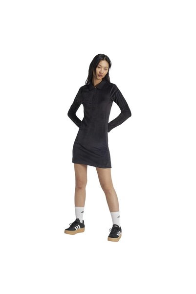 adidas Γυναικείο Φόρεμα Τίρο Q4 Κομψό με 3 Ρίγες, Ελαστικό Βελουτέ, Μέγεθος M