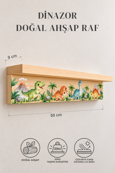 BYVELNOR Doğal Ahşap Duvar Rafı Çocuk ve Bebek Odası Kitaplık