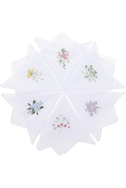 Yelajoy Ladies Cotton Handkerchiefs Flower Embroidered with Lace Ladies' Vint...