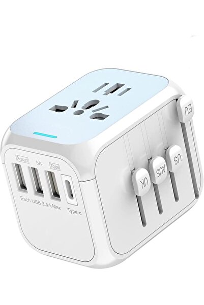 NECOMIC محول السفر العالمي من نيكومي، شاحن دولي GaN بقوة 35 واط، منفذان USB-A...