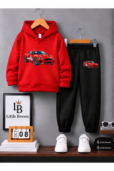 LB little bosses طقم بدلة رياضية شتوية للأطفال للجنسين. سيارة سباق