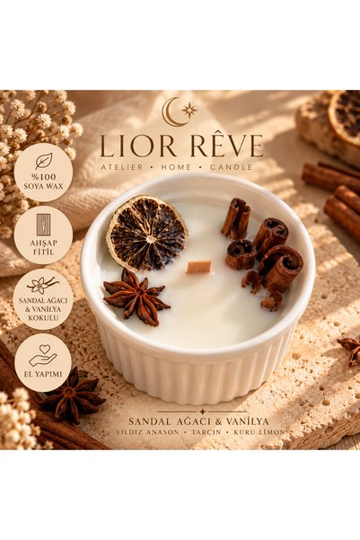 LİOR REVE ATELİER LIOR RÊVE ATELIER Sandal Ağacı Vanilya Kokulu Soya Wax Mum ...