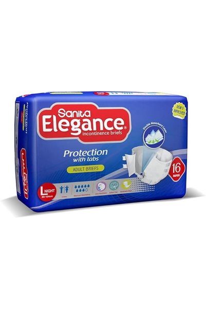 Sanita Elegance Adult Diapers Large Night 16 Briefs