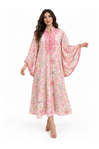 White colour Women's Midi Butterfly Sleeve Floral Patterned Front Embroidered...