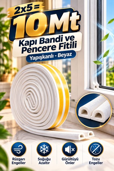 Tasarım Evi 2x5=10 Mt Door Tape and Window Seal Tape Adhesive White