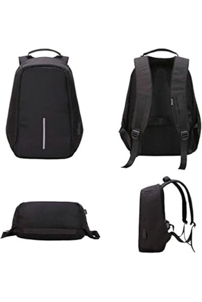 1step2dream 1ST Anti-Theft Laptop Bag with USB Charging Port Black