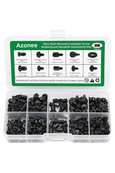 AZONEE 350 Pcs Computer Screws Assortment Kit, 6-32 Male to M3 Female Black C...