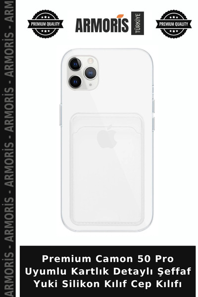 Armoris Premium Camon 50 Pro Compatible Card Holder Detailed Transparent Yuki...
