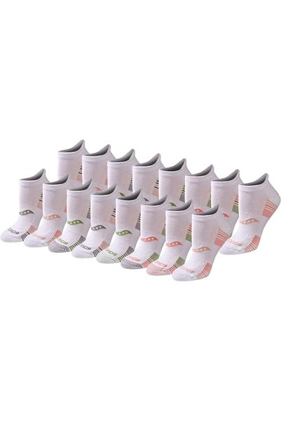 SAUCONY Women's Multipack Performance Heel Tab Athletic Socks (Pack of 16)