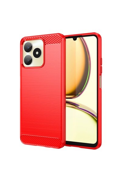 OEM Θήκη Σιλικόνης Carbon Fiber για Realme Note 50 4G - Κόκκινο