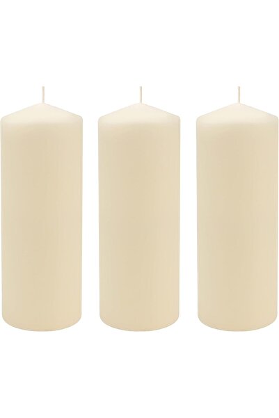 genric produts 3 Pack Tall 3 x 8 Inch 80 Hour Long Burning Unscented Ivory Wa...