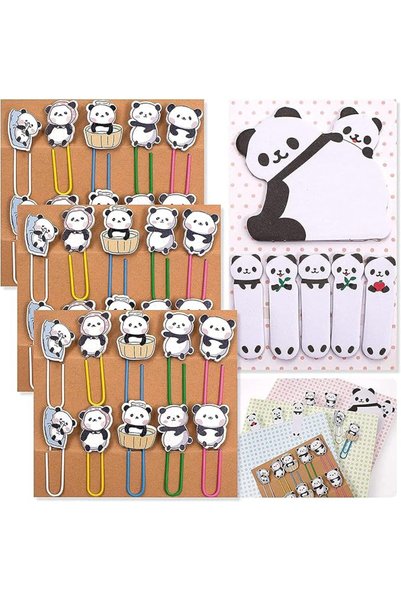TERRIFI Panda Paperclip Bookmarks for Holding Pages and Notes, 30 Pieces in 3...