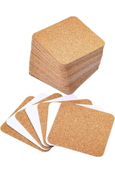 TERRIFI 60 Pieces 3.78 x 3.78 Self Adhesive Cork Coasters Squares Cork Mats |...