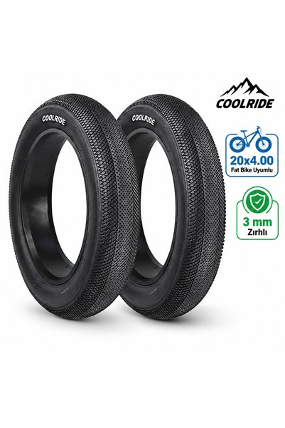 SkyWheel 20x4.0 3mm Zırhlı Fat Bike E-Bike Dış Lastik Seti (Ön ve Arka) - Asf...