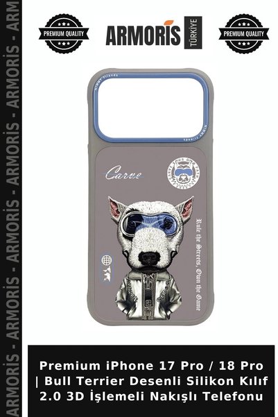Armoris Premium iPhone 17 Pro / 18 Pro |   Bull Terrier Patterned Silicone Ca...