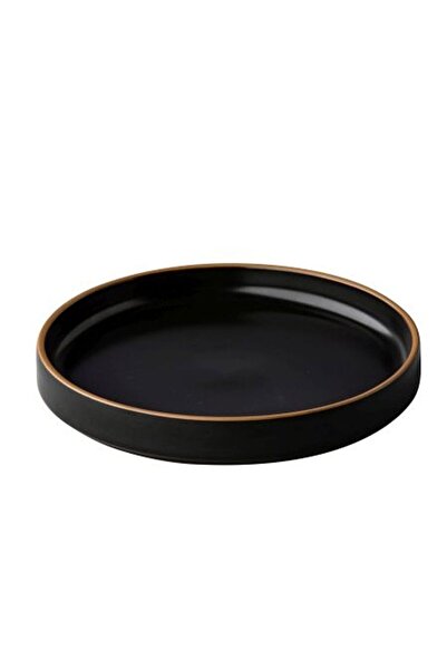 Q Authentic Ιαπωνία QU18003 Πιάτο πορσελάνης, Μαύρο με χρυσό χείλος, 15 εκ.