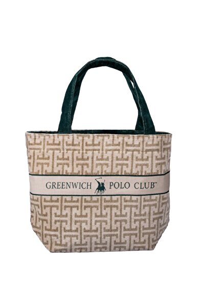 Greenwich Polo Club Βαμβακερή Τσάντα Παραλίας Ζακάρ, Γκριζοπράσινο, 55 x 40 εκ.