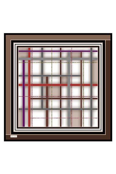Pierre Cardin وشاح حريري بني مقاس 90×90