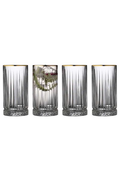 Lyngby Glass Ποτήρια Φλωρεντίας, Σετ 4 τεμαχίων, 450 ml, Διαφανή με χρυσές λε...