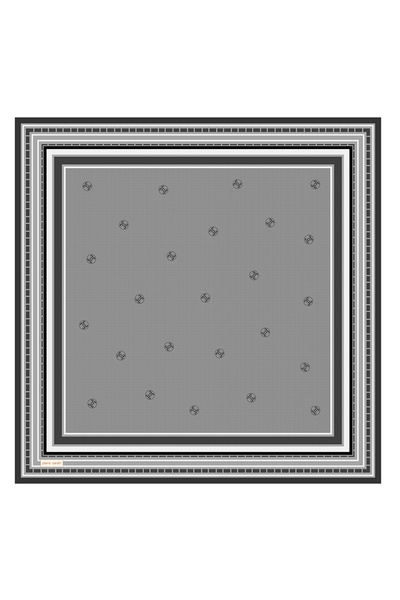 Pierre Cardin وشاح حريري فضي مقاس 90×90
