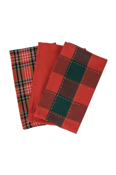 OEM Prosoape de Bucătărie de Crăciun Roșii cu Carouri 60x35 cm – 3 buc. – Tex...