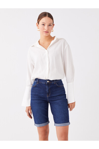 LC Waikiki NEVAVM Farkıyla LCW Jeans شورت جينز نسائي مستقيم من قماش الدنيم ال...