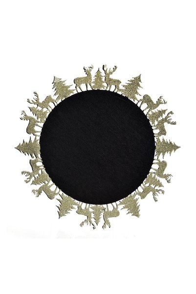 OEM Suport Farfurie din Pasla Negru Ren Brazi Glitter Bej Șampanie 35 cm – Ac...