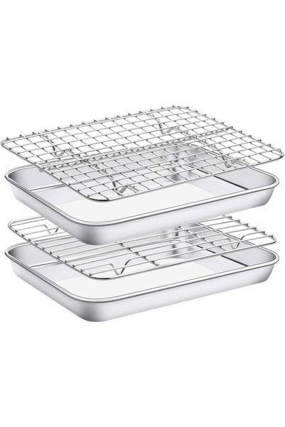 GENERAL Estmoon Baking Sheet with Cooling Rack Set[2 Sheets + 2 Racks], Stain...