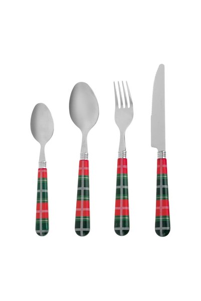 OEM Set Tacâmuri de Crăciun cu Mâner Roșu in Carouri – 12 buc. – Set Decorati...