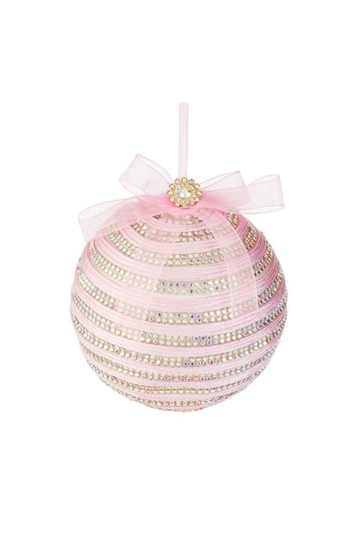 OEM Ornament Brad de Crăciun Glob Roz cu Siret cu Strass Ø9 cm – Decor Festiv...