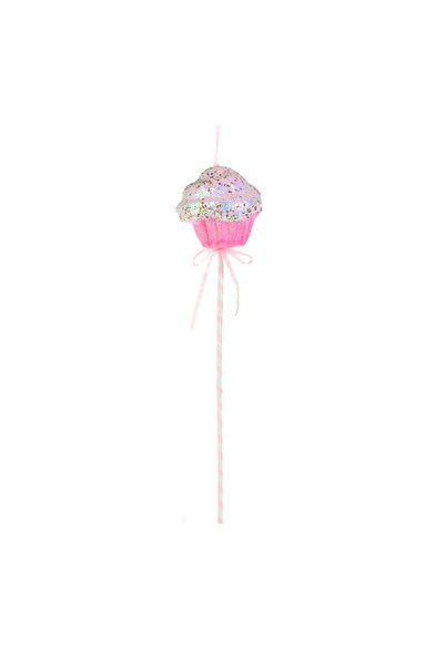 OEM Ornament Brad de Crăciun Stick Candy din Spuma Cupcake Roz Glitter Paiete...